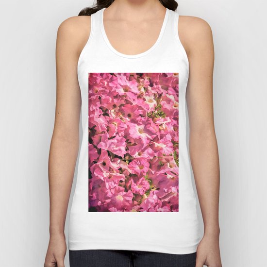 Vintage Pretty Pink Petunias Unisex Tank Top