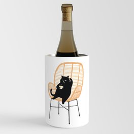 Lazy cat 2 enjoying coffee on rattan chair  Wine Chiller