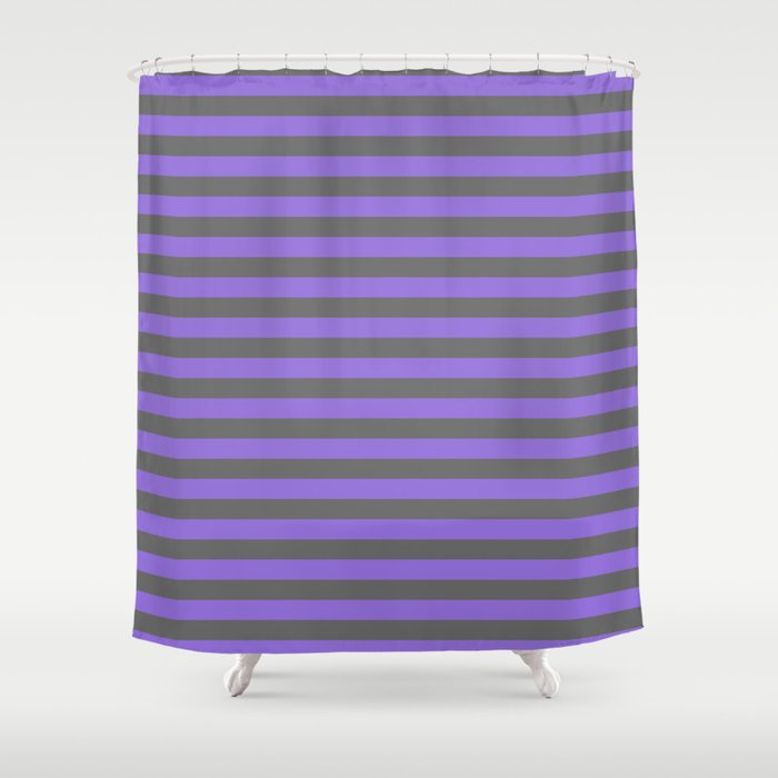 Dim Grey and Purple Colored Pattern of Stripes Shower Curtain
