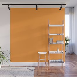 DEEP SAFFRON SOLID COLOR. Light Orange Plain Pattern  Wall Mural