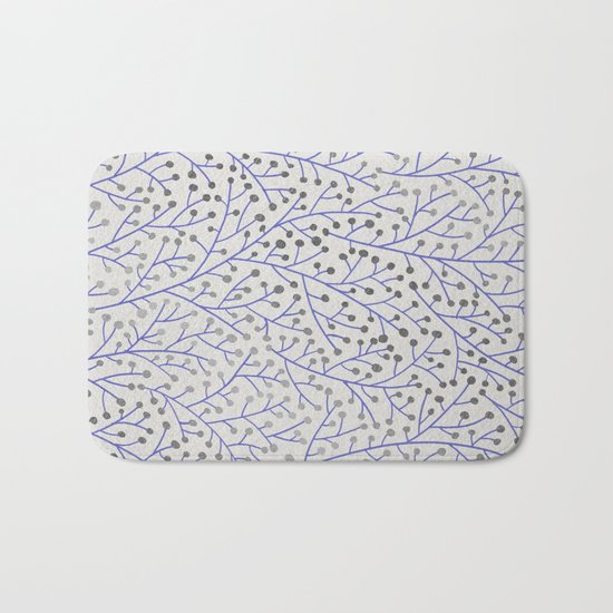 Silver & Periwinkle Berry Branches Bath Mat