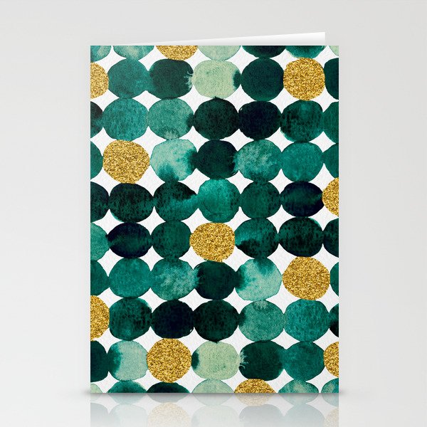 Dots pattern - emerald and gold Stationery Cards