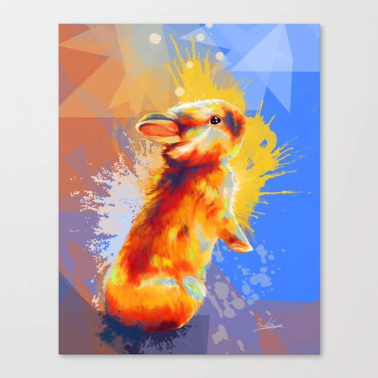 Colors of Fluff - Bunny portrait Canvas Print