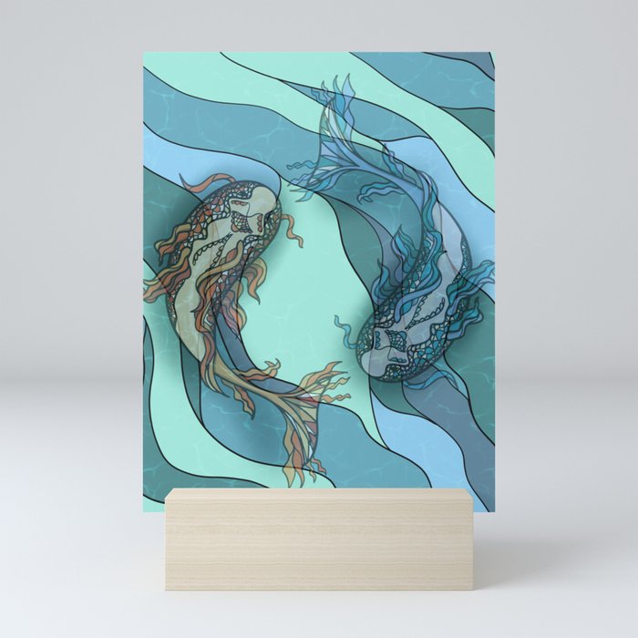 Yin yang catfish in the pool Mini Art Print