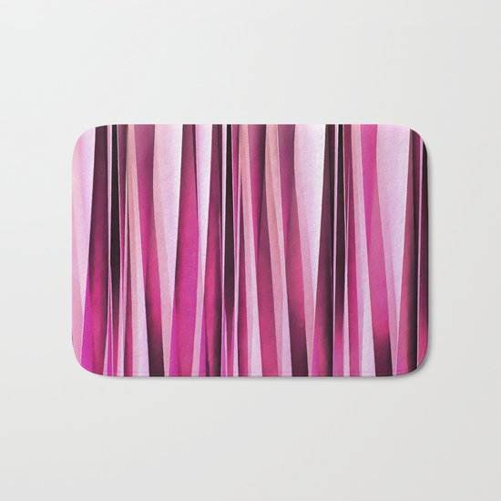 Rose Wine and Burgundy Stripy Lines Pattern Bath Mat