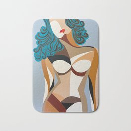 Woman with Red Lips Bath Mat