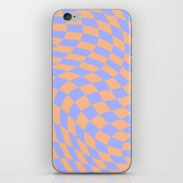 Pastel blue and orange swirl checker iPhone Skin