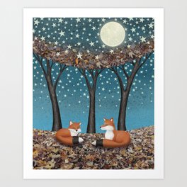 starlit foxes Art Print