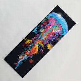 Super Electric Jellyfish with Seahorse and Fish Yoga Mat