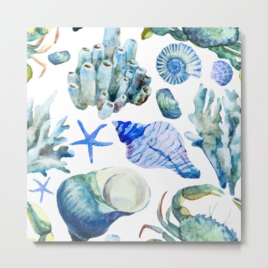 Sea Life Pattern 05 Metal Print
