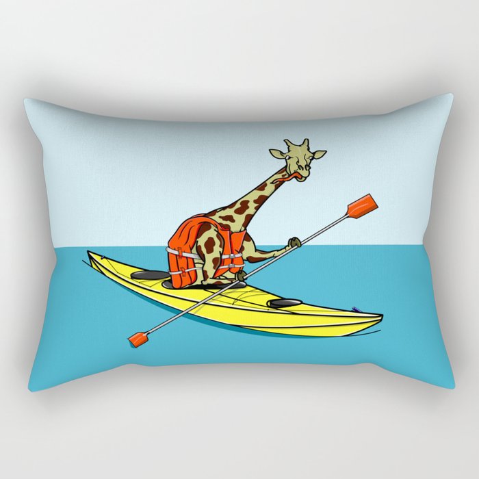 Giraffe Sea Kayaking Rectangular Pillow