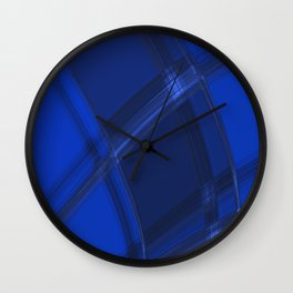 Metallic strokes with chaotic indigo lines from intersecting glowing neon stripes. Wall Clock