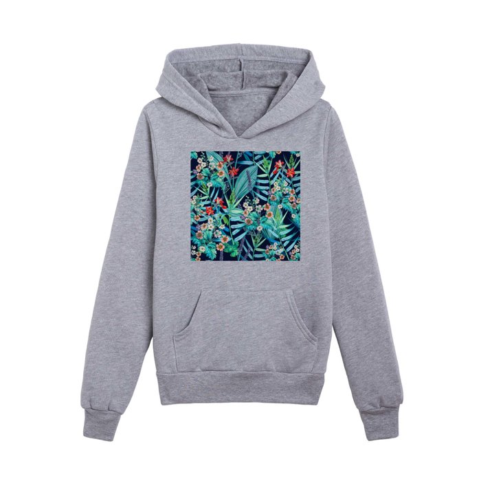 Amazonia: Summer Night Plants 02 | Tropical Jungle Edition Kids Pullover Hoodie