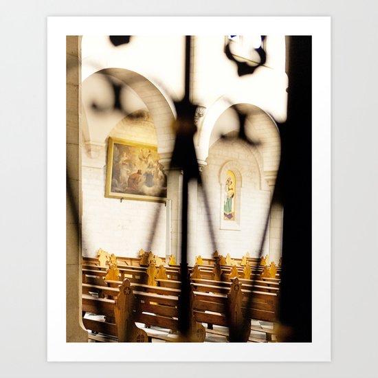 Abstract Hearts in Church, Israel Art Print