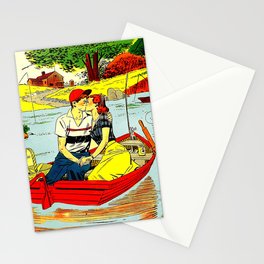  Gone Fishin' - 1950s Young Couple At The Lake Stationery Card