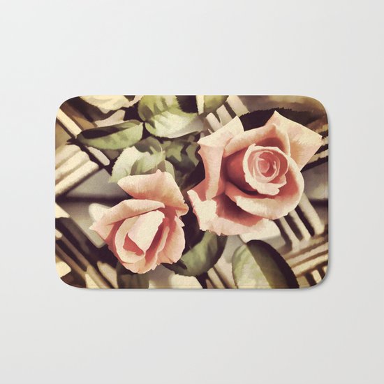 Vintage Rose Garden - Painterly Bath Mat