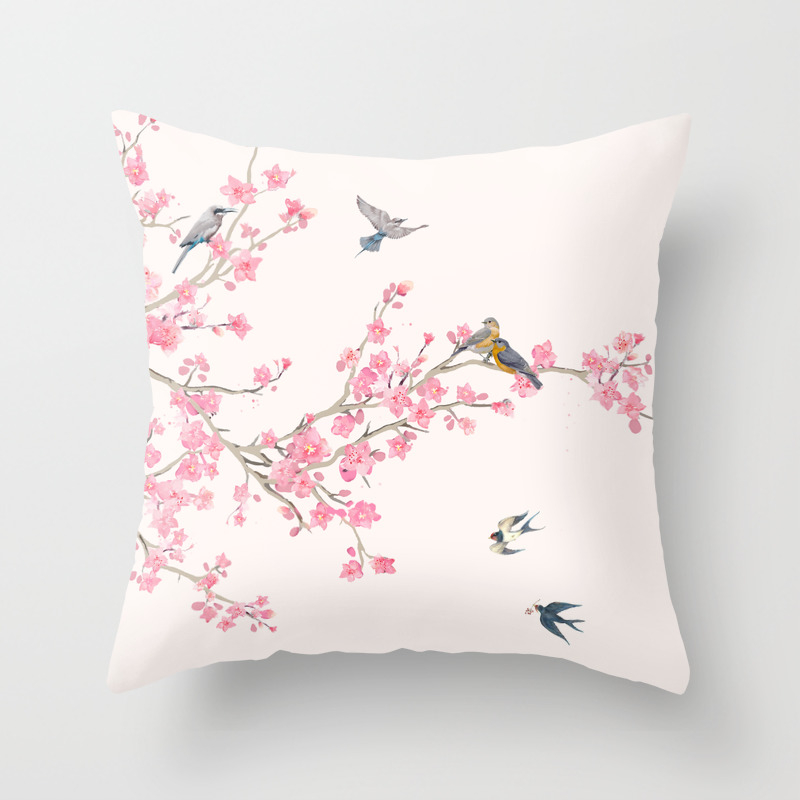 Birds And Cherry Blossoms Throw Pillow By Nadja1 Society6