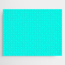Turquoise Blue Solid Color Popular Hues Patternless Shades of Cyan Collection Hex #00ffef Jigsaw Puzzle