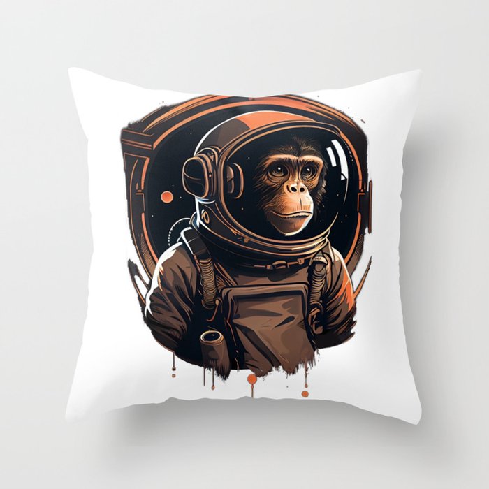 Astronaut Baby Monkey Throw Pillow