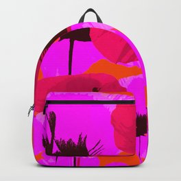 Pink And Red Poppies On A Orange Background - Summer Juicy Color Palette Retro Mood #decor #society6 Backpack