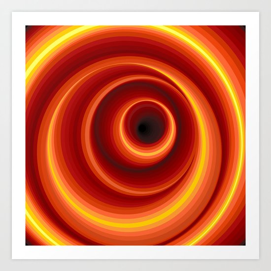 Hypnotic Virtual Orange Vertigo Hole Art Print