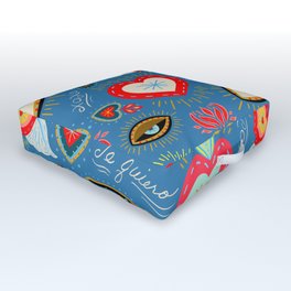 Milagro love hearts - blue Outdoor Floor Cushion