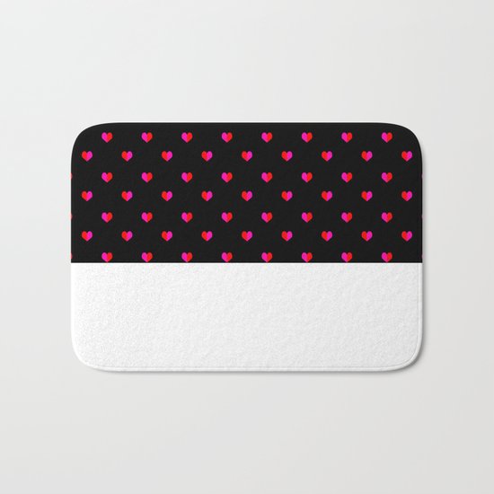 Valentines Day Hearts love gift cute gift for him or her gender neutral pink black red heart pattern Bath Mat