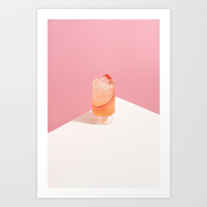 Watermelon Pink Summer Cocktail Art Print