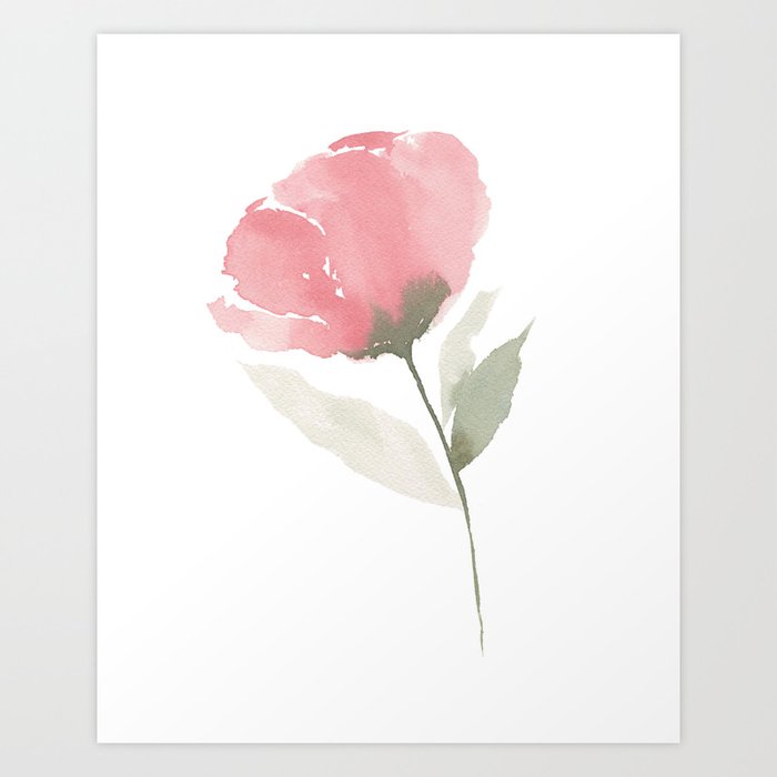 Single Pink Flower Art Print by kaylabullen | Society6