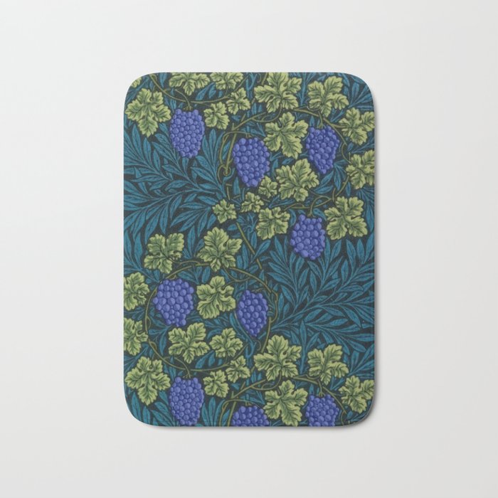 William Morris blue - purple vine textile pattern 19th century grapes and grapevine print for duvet, curtains, pillows, and home and wall decor Bath Mat