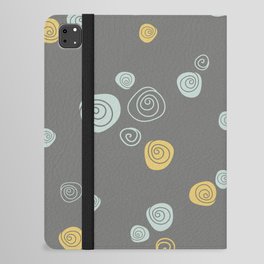 Green and yellow roses pattern on grey background iPad Folio Case