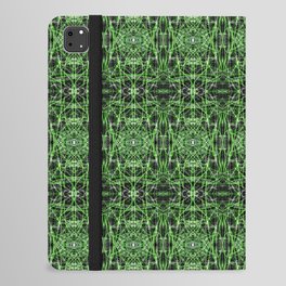 Liquid Light Series 62 ~ Green & Grey Abstract Fractal Pattern iPad Folio Case