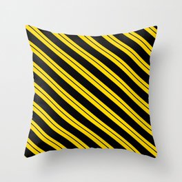 [ Thumbnail: Yellow and Black Colored Lines Pattern Throw Pillow ]