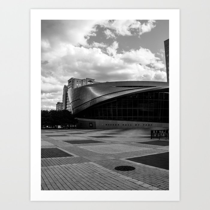 Nascar Hall of Fame Charlotte Black and White Art Print by Tay_ | Society6