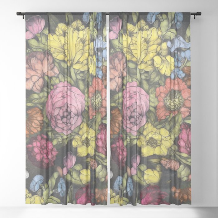 Gypsy Boho Mosaic Floral Sheer Curtain By Jokevermeer Society6