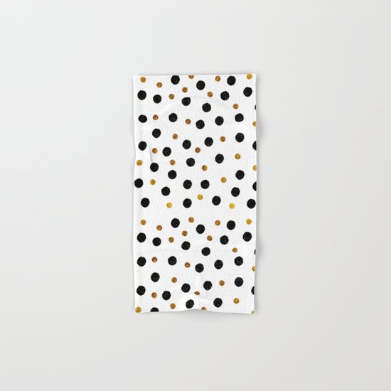 Black & Gold Glitter Confetti on white background- Elegant pattern Hand & Bath Towel