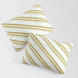 [ Thumbnail: Mint Cream and Dark Goldenrod Colored Stripes Pattern Pillow Sham ]