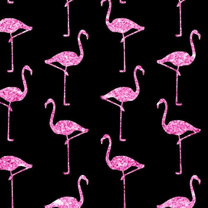  Pink  Glitter Flamingo  Pattern Black  Background Leggings 