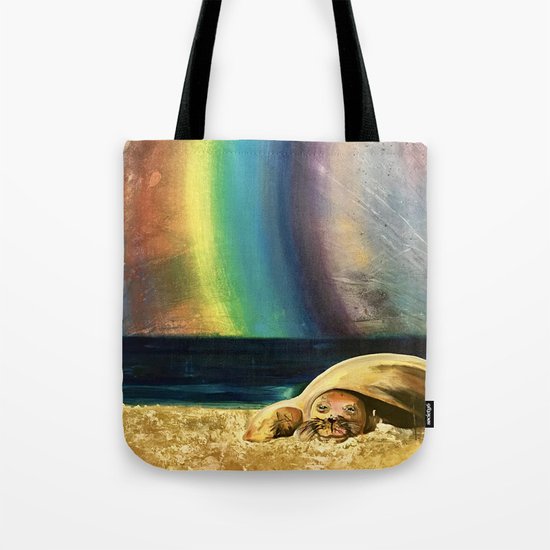 Sleepy Seal on the Beach Tote Bag