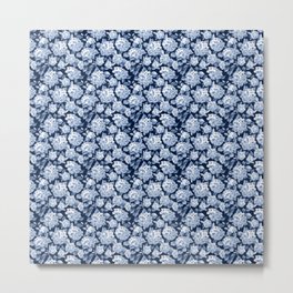 Hydrangea Blue on Blue Smaller Pattern Metal Print