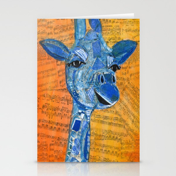 Happy Giraffe Orange and Blue Collage  Stationery Cards