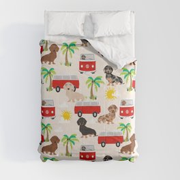 Dachshund dog beach tropical summer fun dachsie doxie lover gifts Comforter