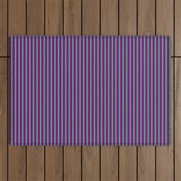 [ Thumbnail: Sea Green and Purple Colored Striped/Lined Pattern Outdoor Rug ]