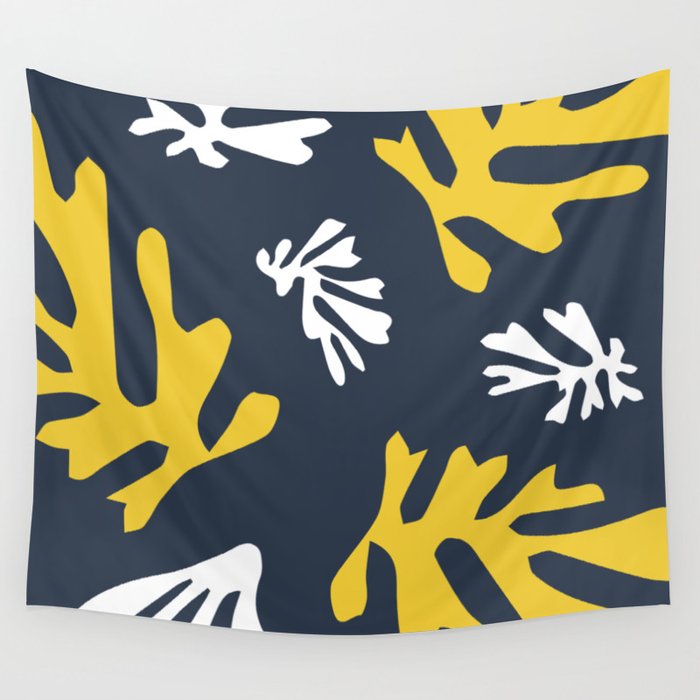 Matisse White & Gold Leaves Wall Tapestry