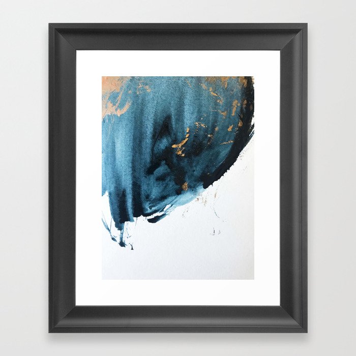 A Minimal Sapphire And Gold Abstract Piece In Blue White And Gold