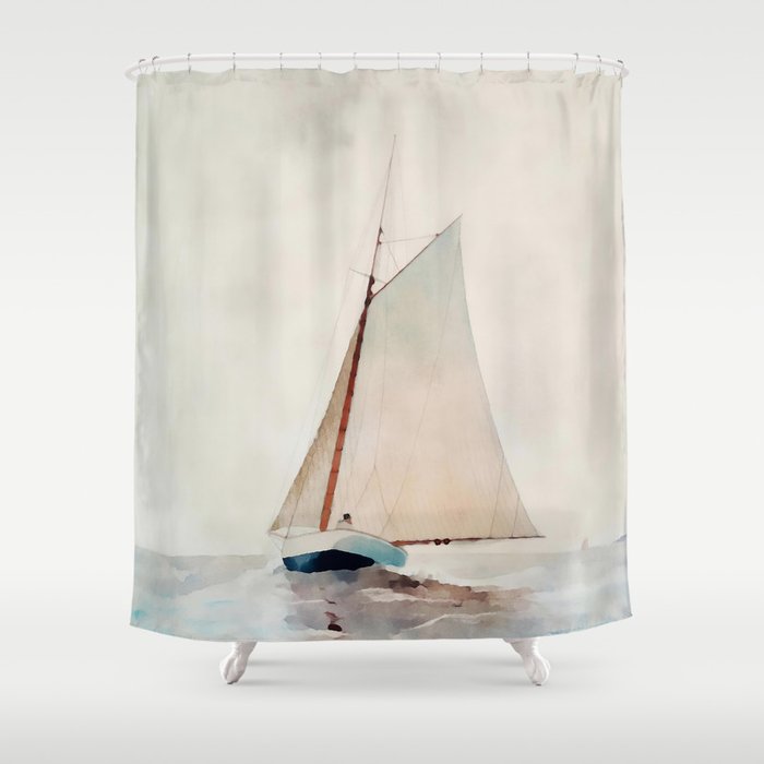 Sail Boat At Sea Shower Curtain