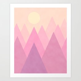 Geometric Mountains, Abstract Mountain in Blush Pink Art Print