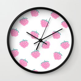 Pink strawberries pattern Wall Clock