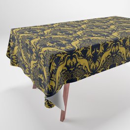 Gold & Navy Cryptid Damask Tablecloth