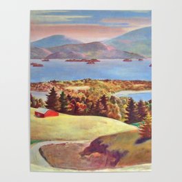 Lake George, Adirondack Mountains, New York pastoral landscape painting by Judson Smith Poster | Adirondack, Mountains, Adirondacks, Newyork, Newpaltz, Catskills, Vermont, Newengland, Rockymountains, Tahoe 